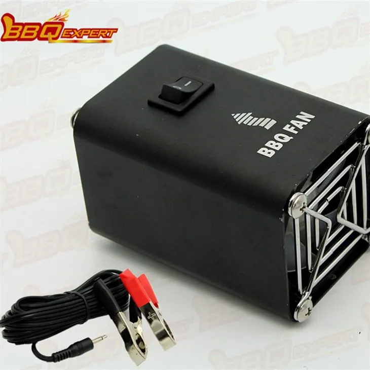 Musta alumiininen sähköinen Fire Pit Starter Air Grill Puhallin 12V grillituuletin alligaattorin kiinnityslinjalla FD315A(S)