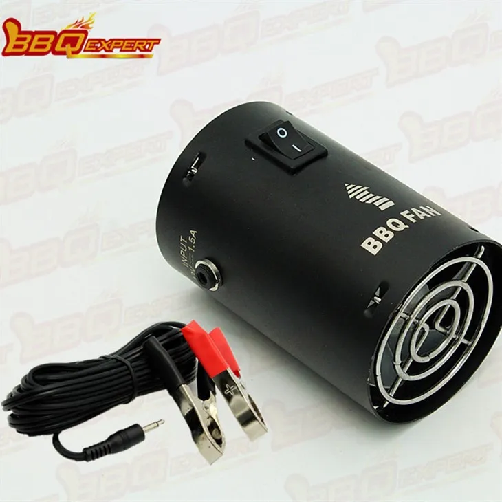 Tyylikäs pyöreä hiilen käynnistintuuletin BBQ-grillipuhallin 12V savupuhallin alligaattoriliittimellä FD315A(R)
